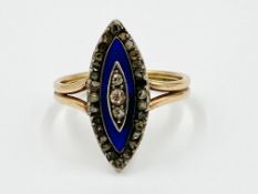 Antique gold, enamel and diamond ring