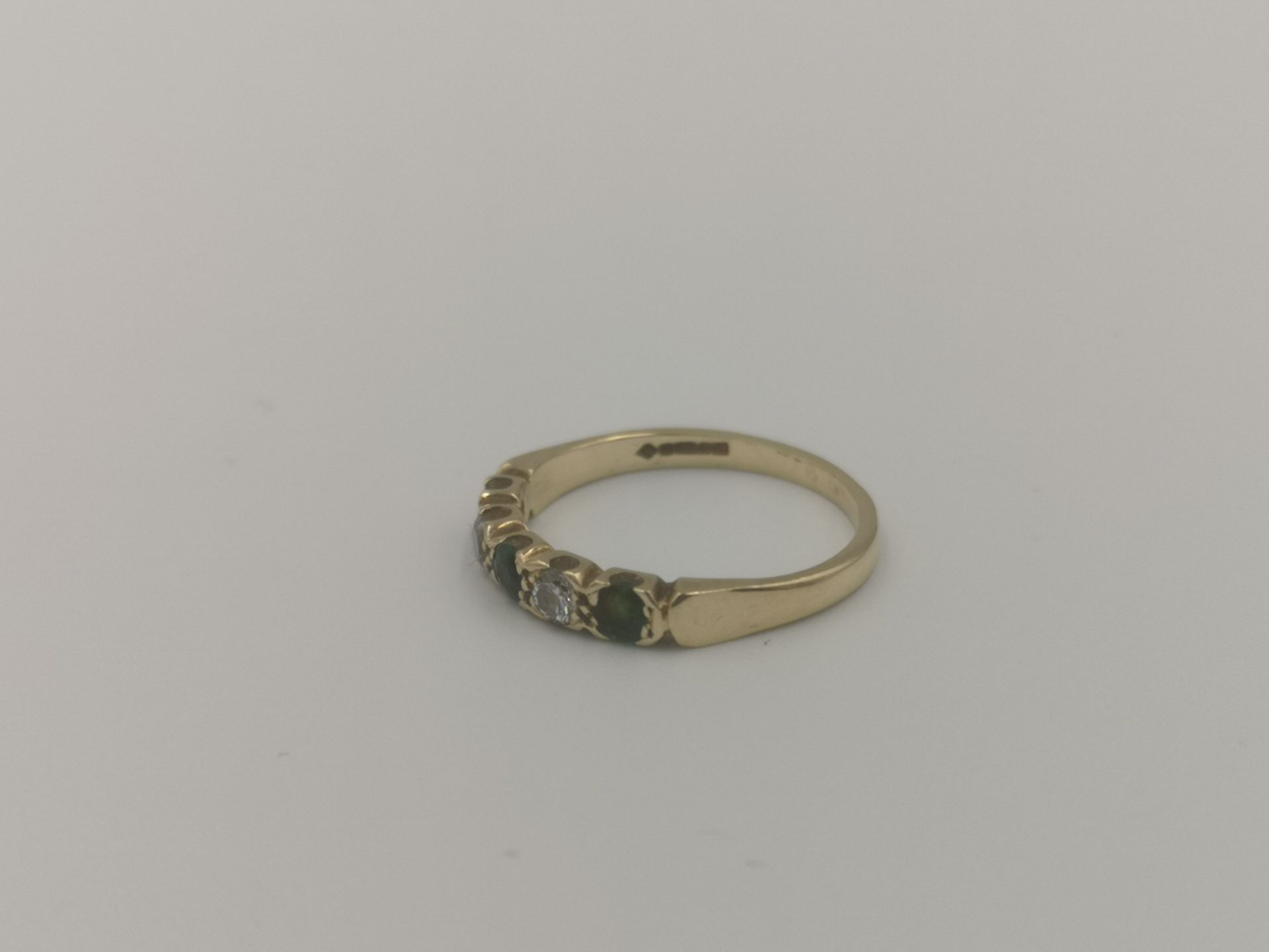 9ct gold, diamond and green stone ring - Image 4 of 4