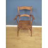 Elm ladder back open armchair