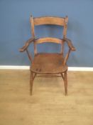 Elm ladder back open armchair