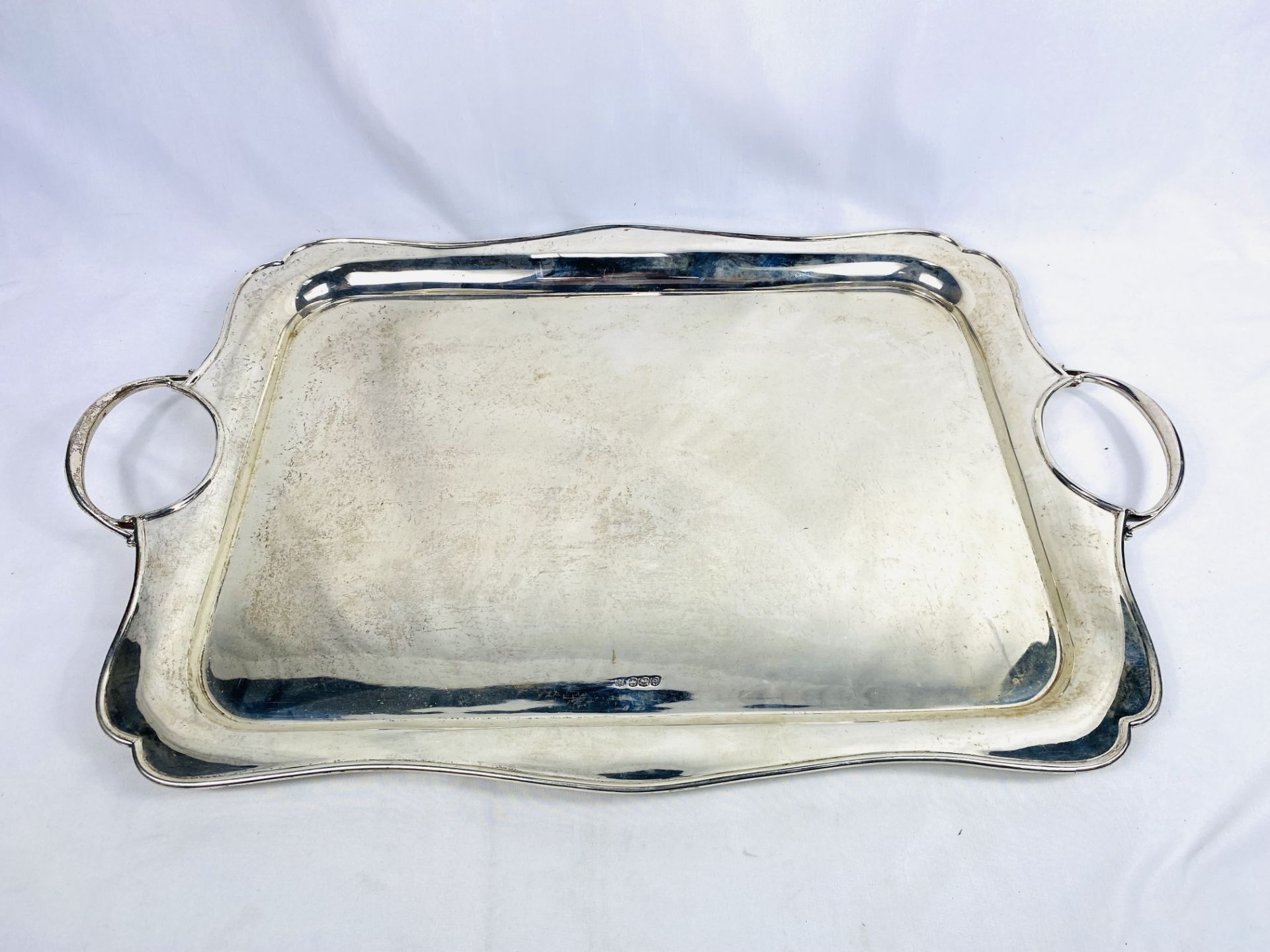 Two handled silver tray