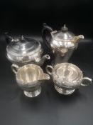 Four piece silver tea set, 1938