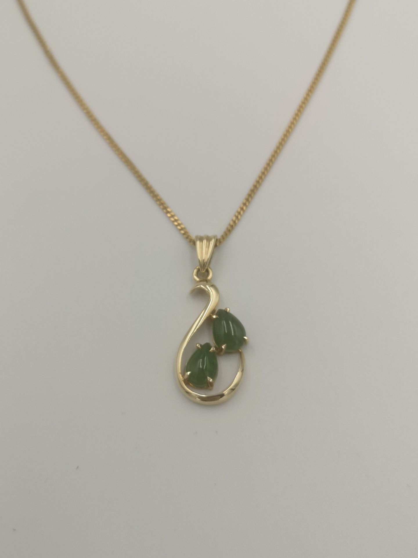 9ct gold and jade set pendant together with a jade fob - Image 3 of 6