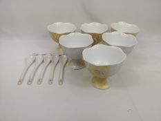 Six Japanese Yamasen porcelain ice cream bowls