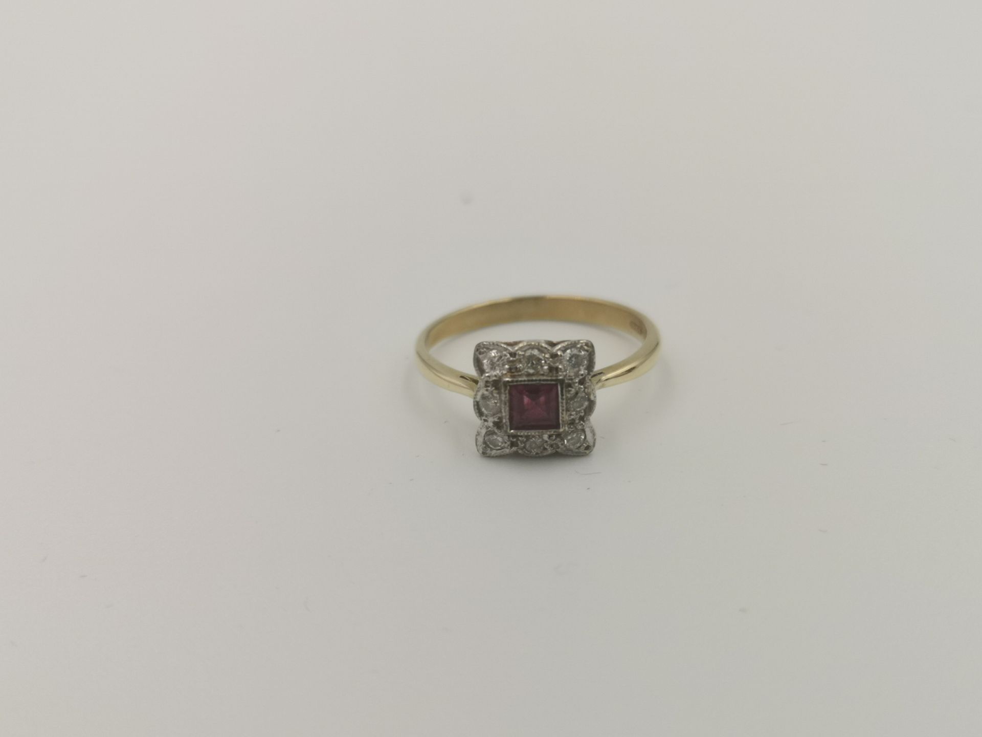 9ct gold, ruby and diamond ring