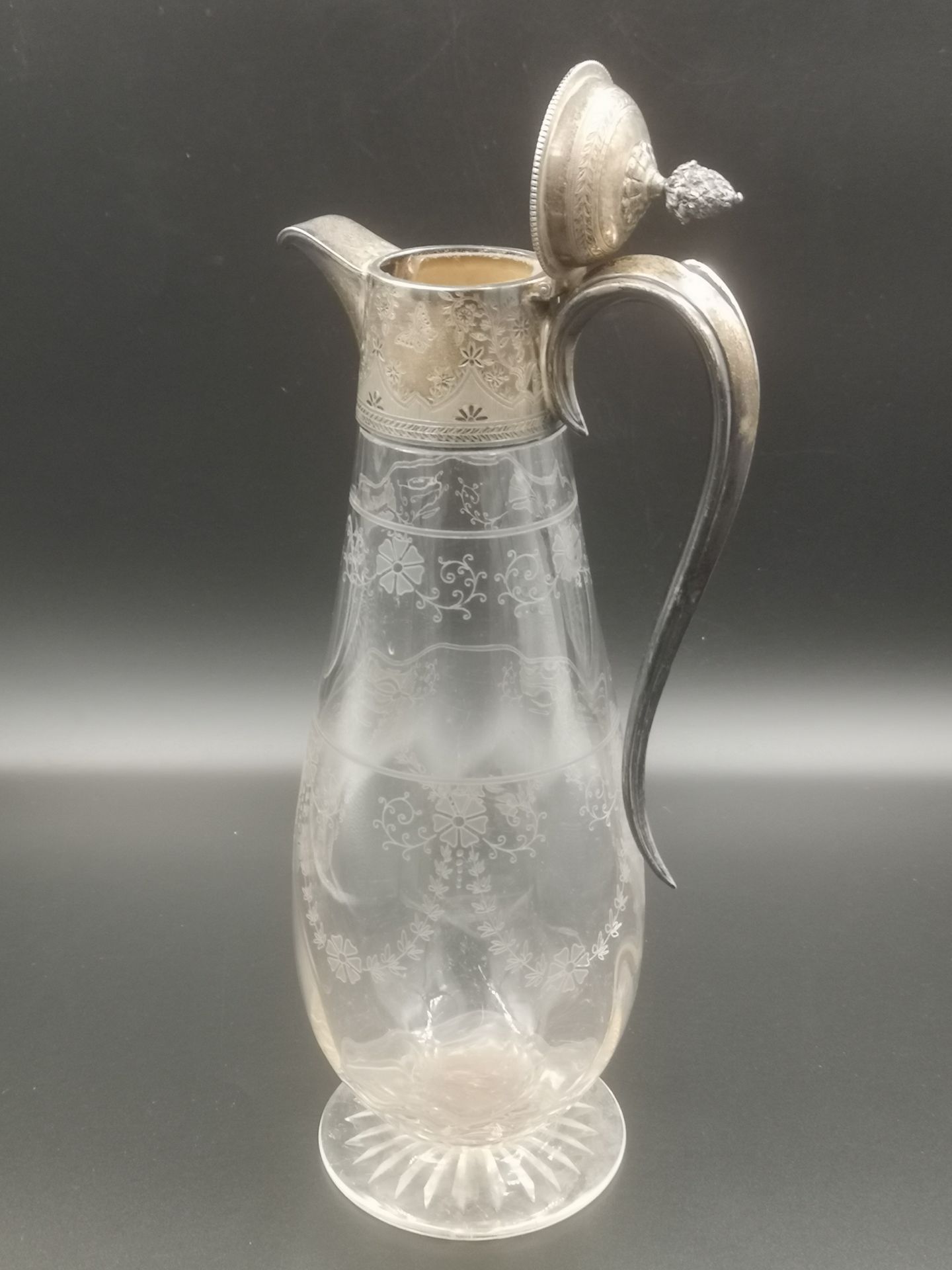 Victorian cut glass and silver claret jug - Image 4 of 5
