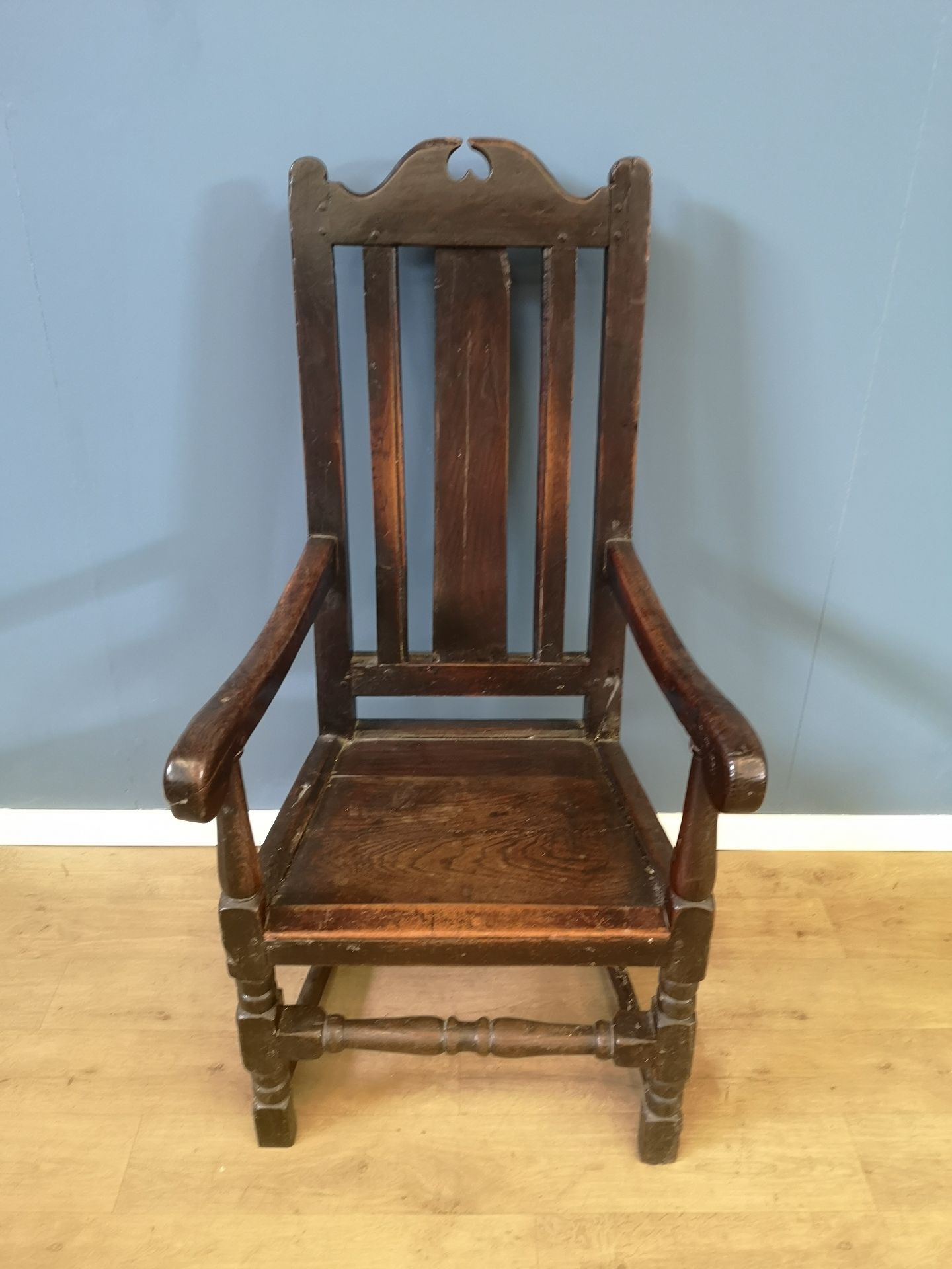 Oak and elm rail back armchair