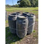 5 plastic 40 gallon drums with nipple drinkers