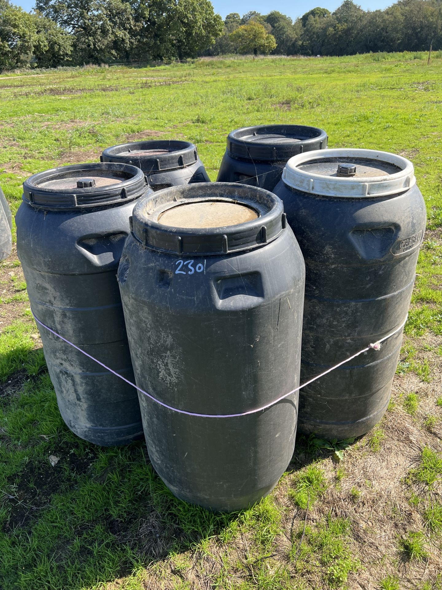 5 plastic 40 gallon drums