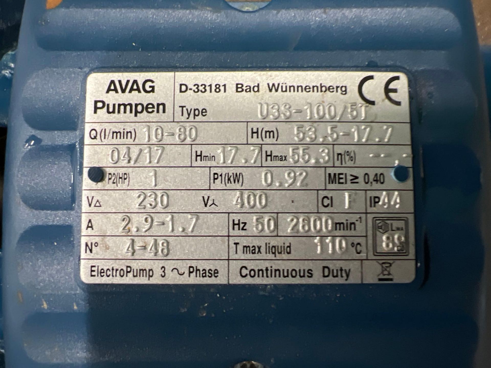 Avag pump 230v - Image 2 of 2