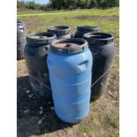 5 plastic 40 gallon drums with nipple drinkers