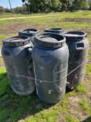 5 plastic 40 gallon drums with nipple drinkers