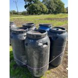 5 plastic 40 gallon drums with nipple drinkers