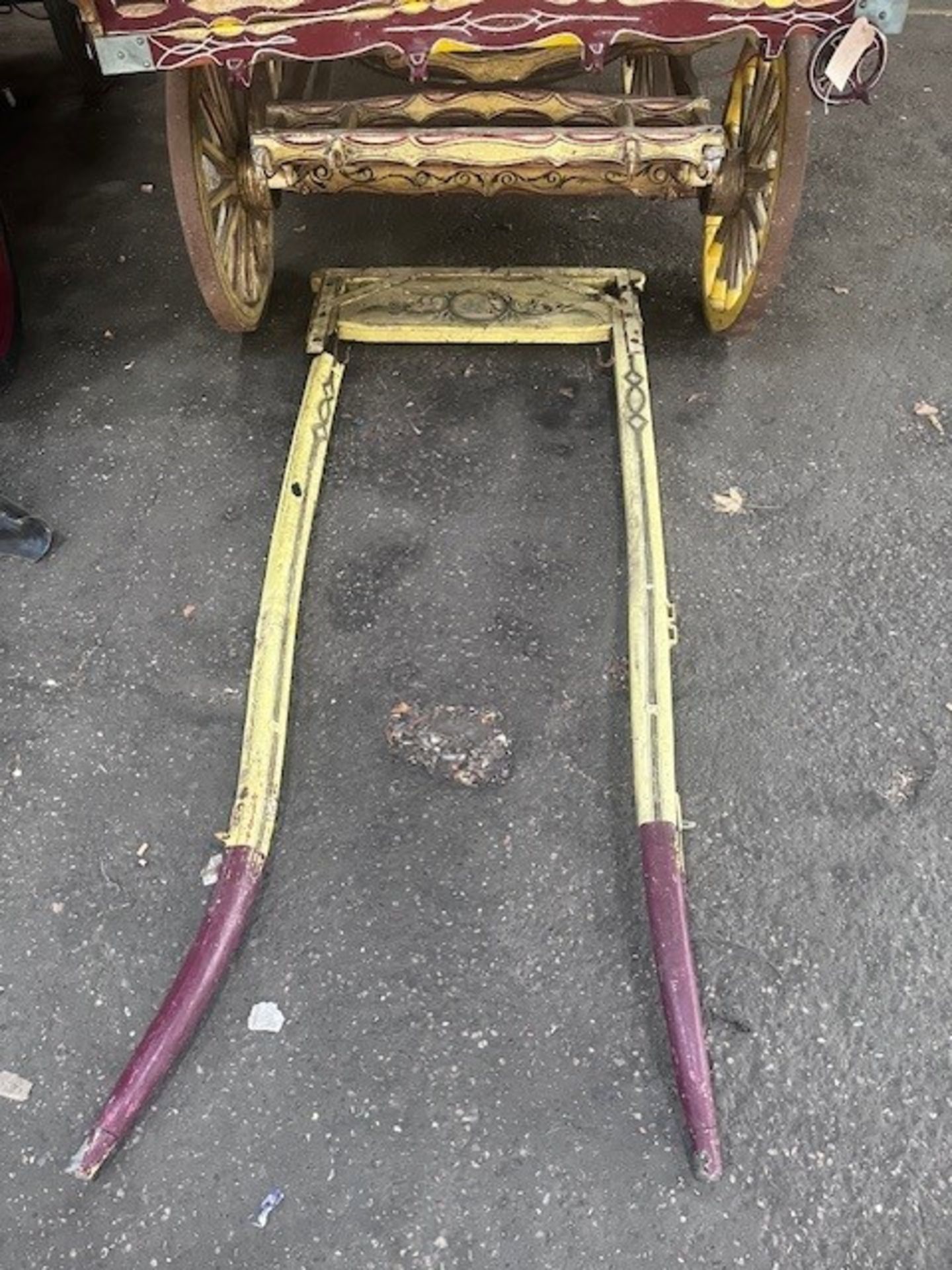 BOW TOP WAGON the dray axles understood to be dated 1904. The exterior has a varnished gold coloured - Image 12 of 12