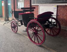 VICTORIA to suit 12 to 15hh single. Painted black with 10 and 12 spoke maroon rubber tyred wheels,