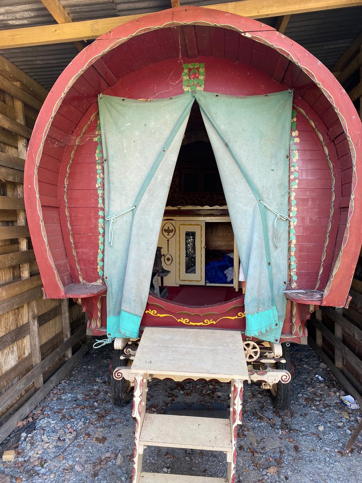 OPEN LOT WAGON painted burgundy with scrolled decoration, with cream undercarriage also decorated, - Image 6 of 7