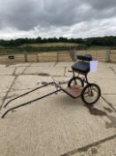 TWO WHEEL EXERCISE CART to suit a pony, with varnished wood body and black painted metal frame, on