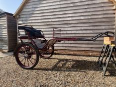 TWO WHEEL EXERCISE VEHICLE to suit 15 to 17hh. Painted maroon with white lining, and with black