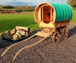 OPEN LOT newly built to suit a Shetland/small pony. Finished in varnished natural wood, with