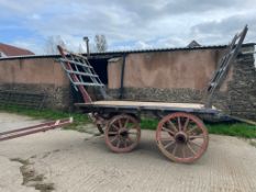 DEVON FLAT WAGON built circa 1930 to suit single horse. In original blue finish and unrestored