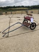 TWO WHEEL EXERCISE CART to suit a pony, the metal frame painted black with varnished wood slatted