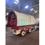 OPEN LOT WAGON painted burgundy with scrolled decoration, with cream undercarriage also decorated,