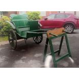 TWO WHEEL DOCTOR'S CART built circa 1880 to suit a pony. Painted green with white lining, on