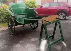 TWO WHEEL DOCTOR'S CART built circa 1880 to suit a pony. Painted green with white lining, on