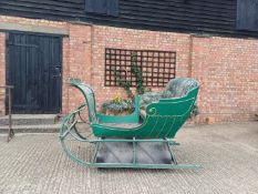VICTORIAN SLEIGH to suit 12hh single or pair. Painted green with gold lining and green patterned