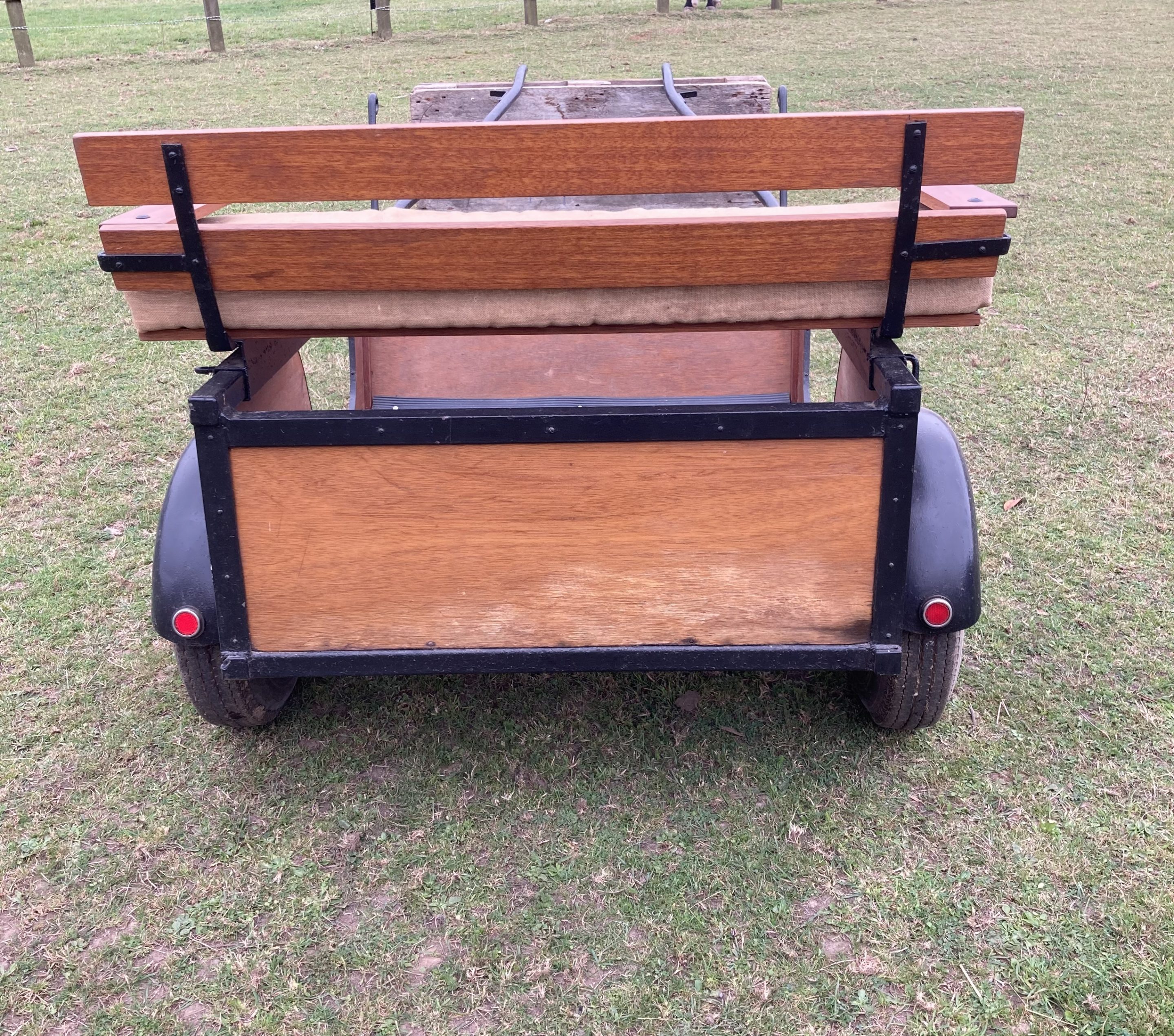 TWO WHEEL EXERCISE CART to suit 13hh. In varnished wood with black painted frame on car type - Image 4 of 5