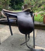 16" Victorian side saddle with crutch and roller bar fitting. Equal points and doeskin seat.