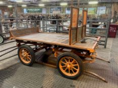 LONDON TROLLEY natural varnished wood with orange metal work, on orange undercarriage, with 3 stud