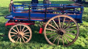 FOUR-WHEEL MARKET CART to suit 14hh single. The slatted body with metal spindles to the top is