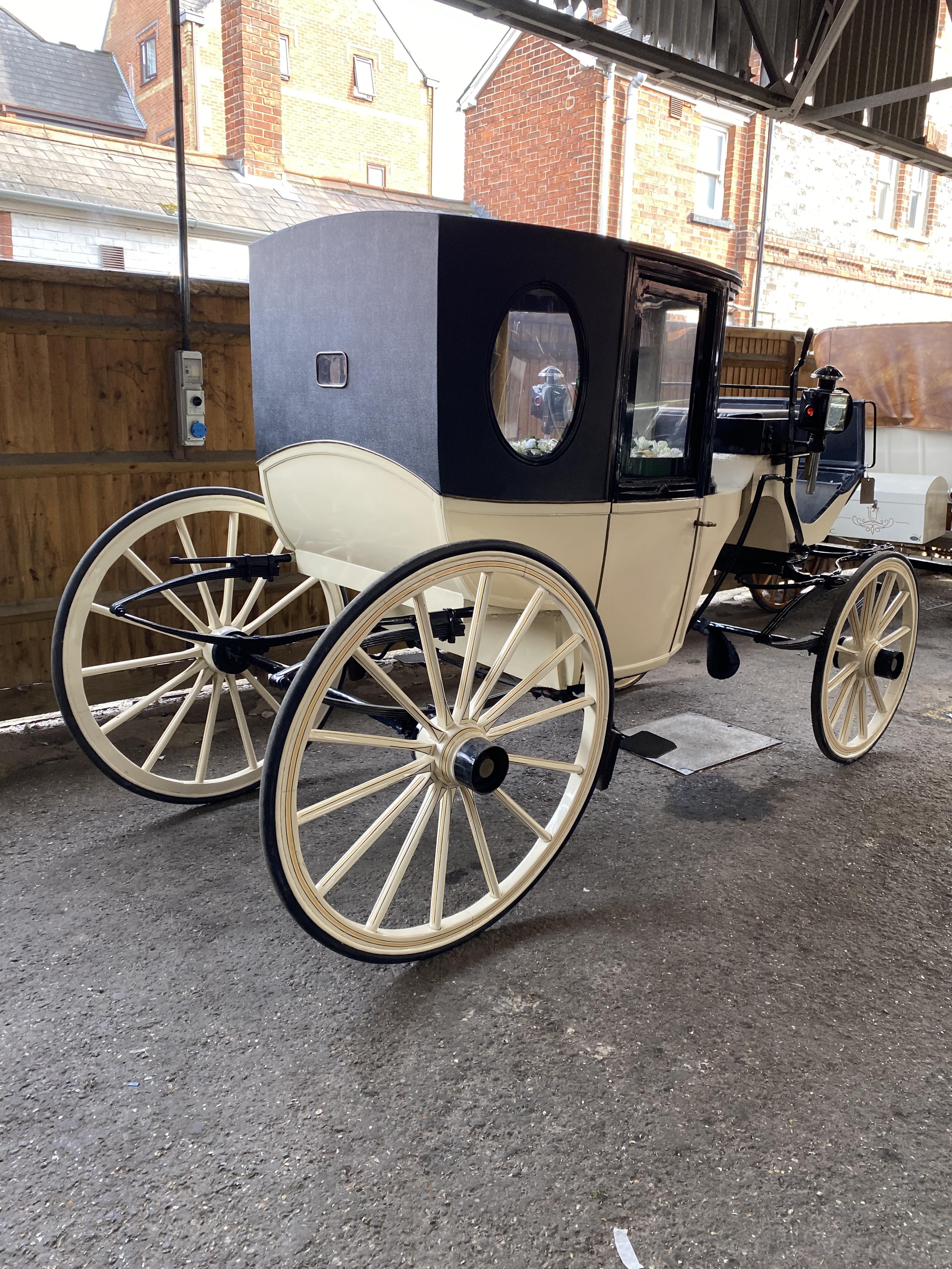 BOW FRONTED BROUGHAM built in France circa 1890. Finished in cream with beige and black lining. On - Image 3 of 6