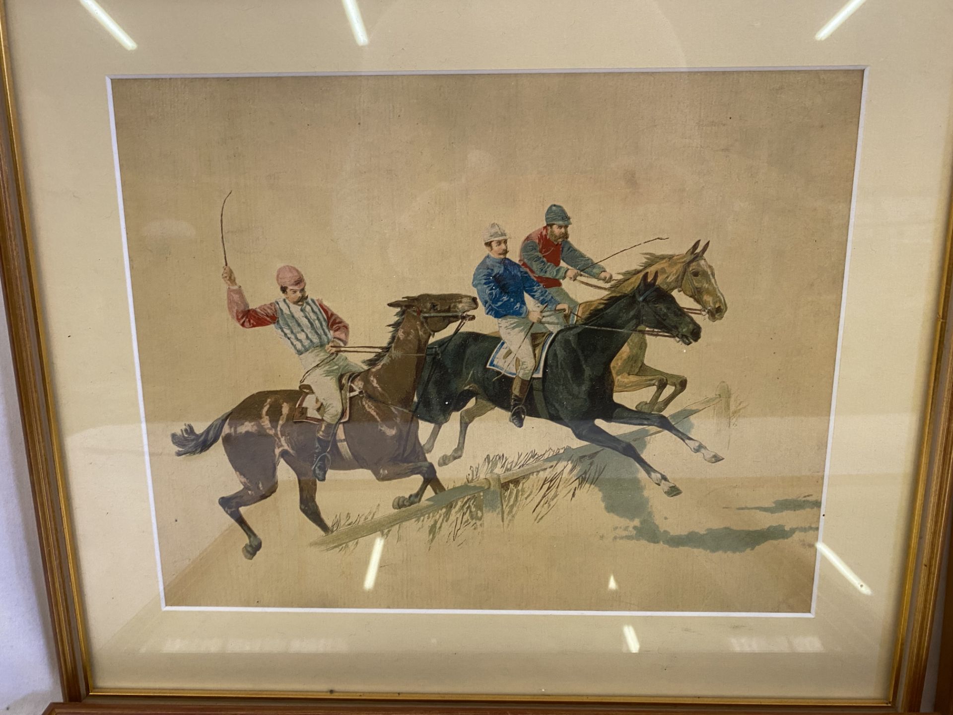 Set of 4 gilt framed and glazed prints of 19th century Racing scenes. - Image 2 of 5