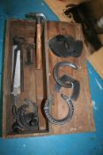 Quantity of farriers' tools and horse shoes