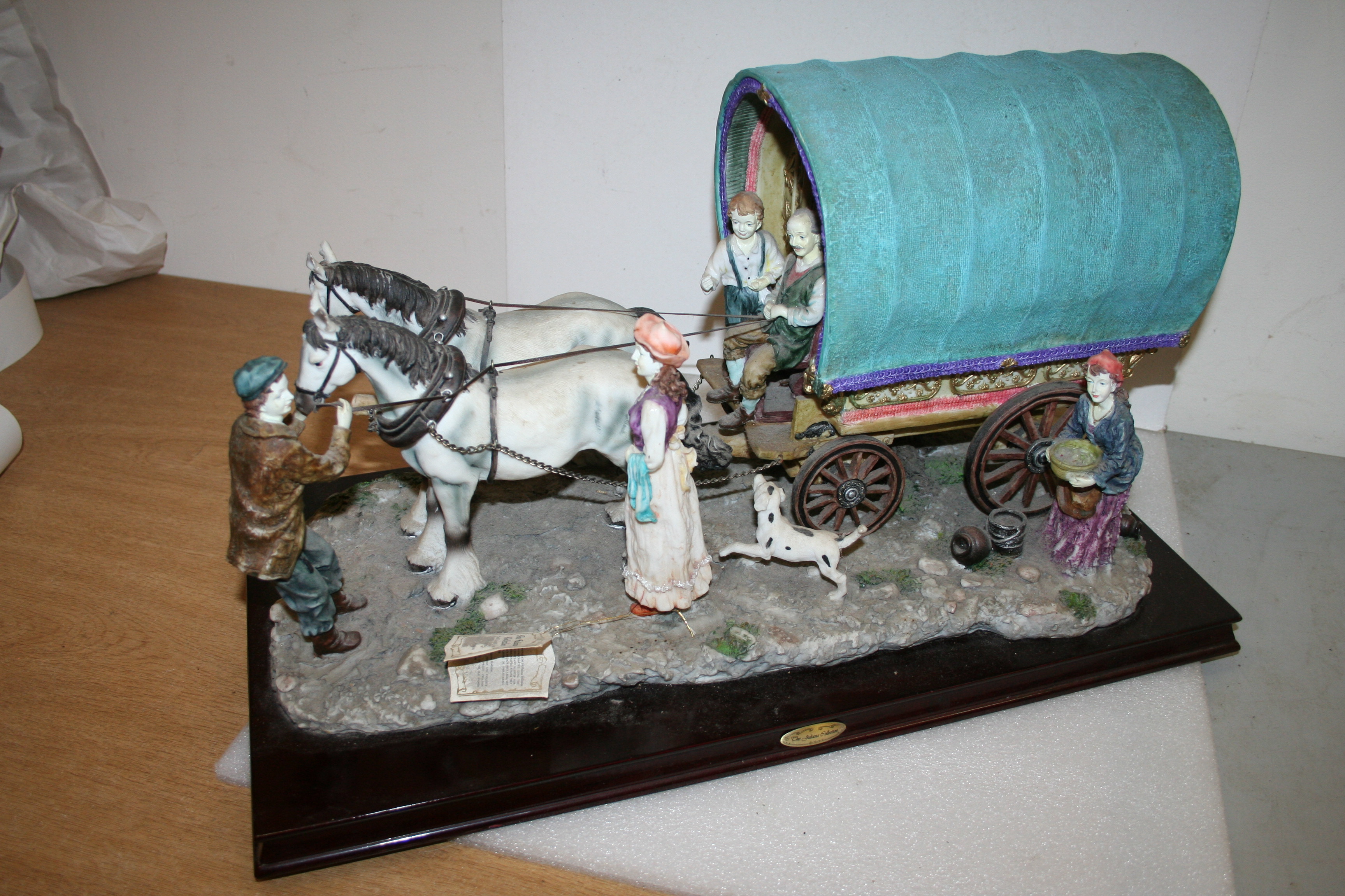 Model of Romany caravan with a pair of horses by Juliana Collection