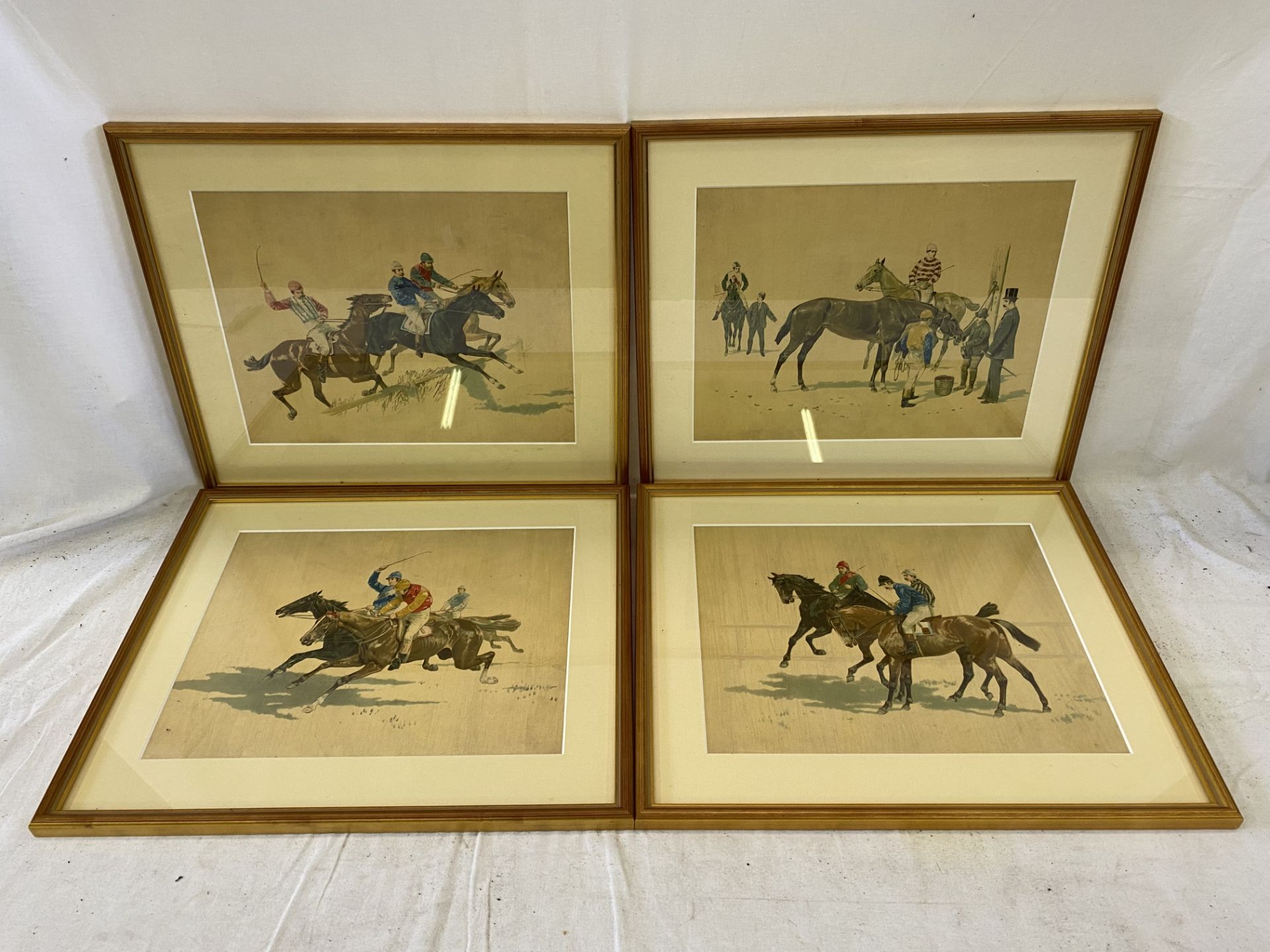 Set of 4 gilt framed and glazed prints of 19th century Racing scenes.