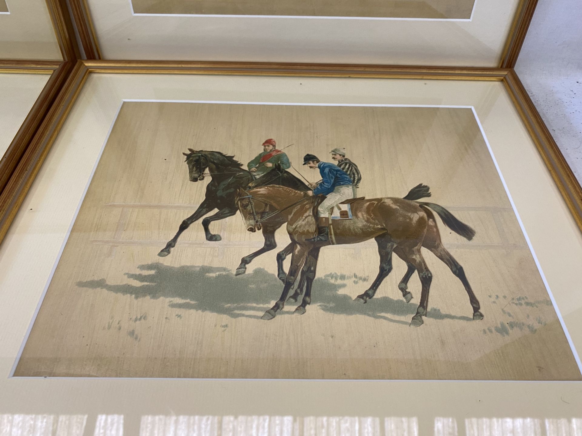 Set of 4 gilt framed and glazed prints of 19th century Racing scenes. - Image 4 of 5