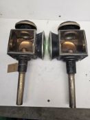 Pair of oval front carriage lamps by Rippon Bros of Huddersfield