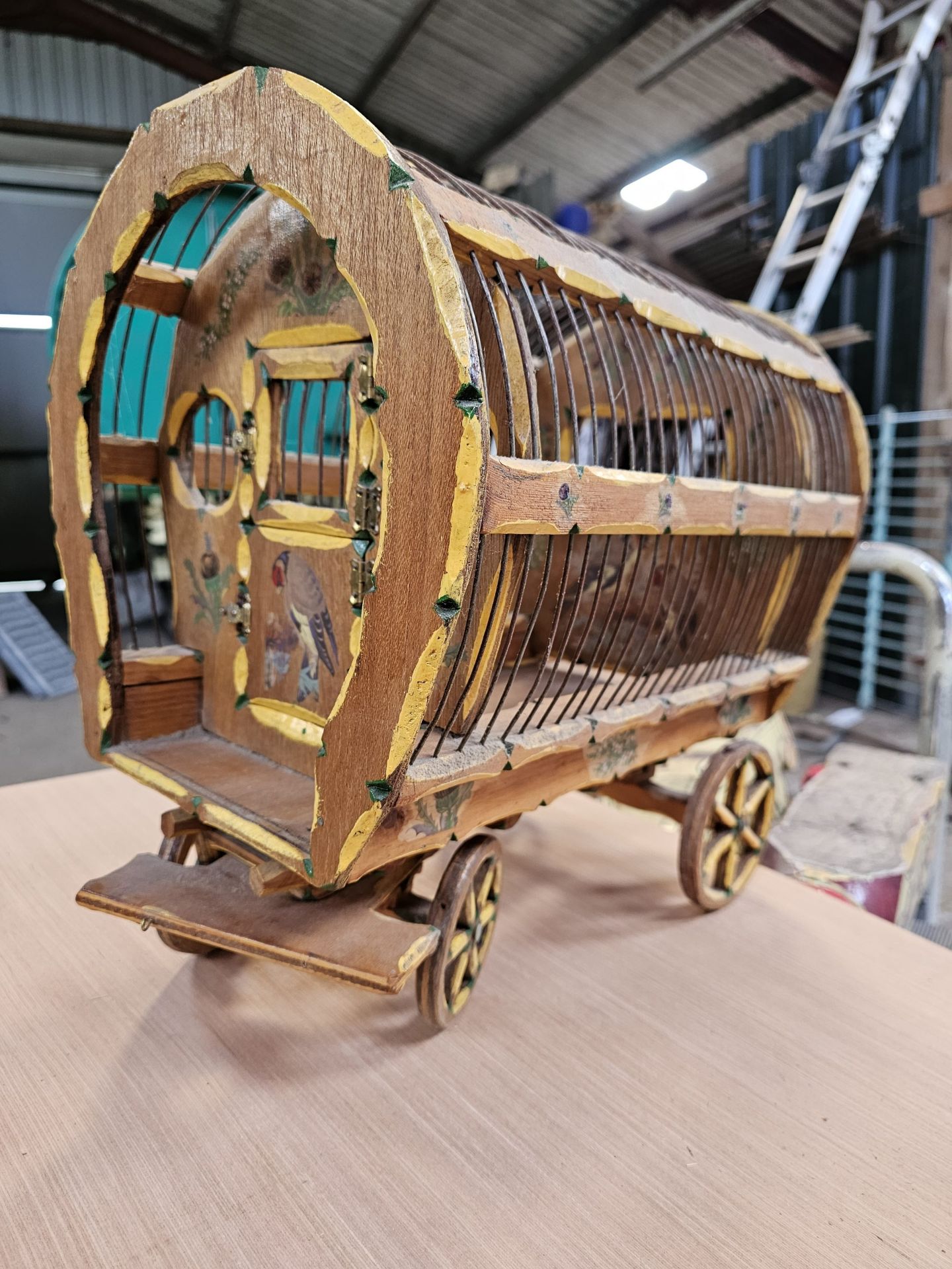 Gypsy wagon shape bird cage