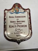 Original 1900 enamel sign 'Kings premium horse breeding'