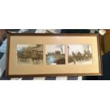 Set of three photographs framed with horse carriage theme