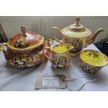 China "Atchin tan" teapot, jug, sugar bowl, and large tureen