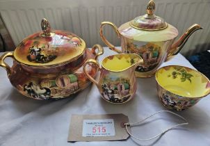 China "Atchin tan" teapot, jug, sugar bowl, and large tureen