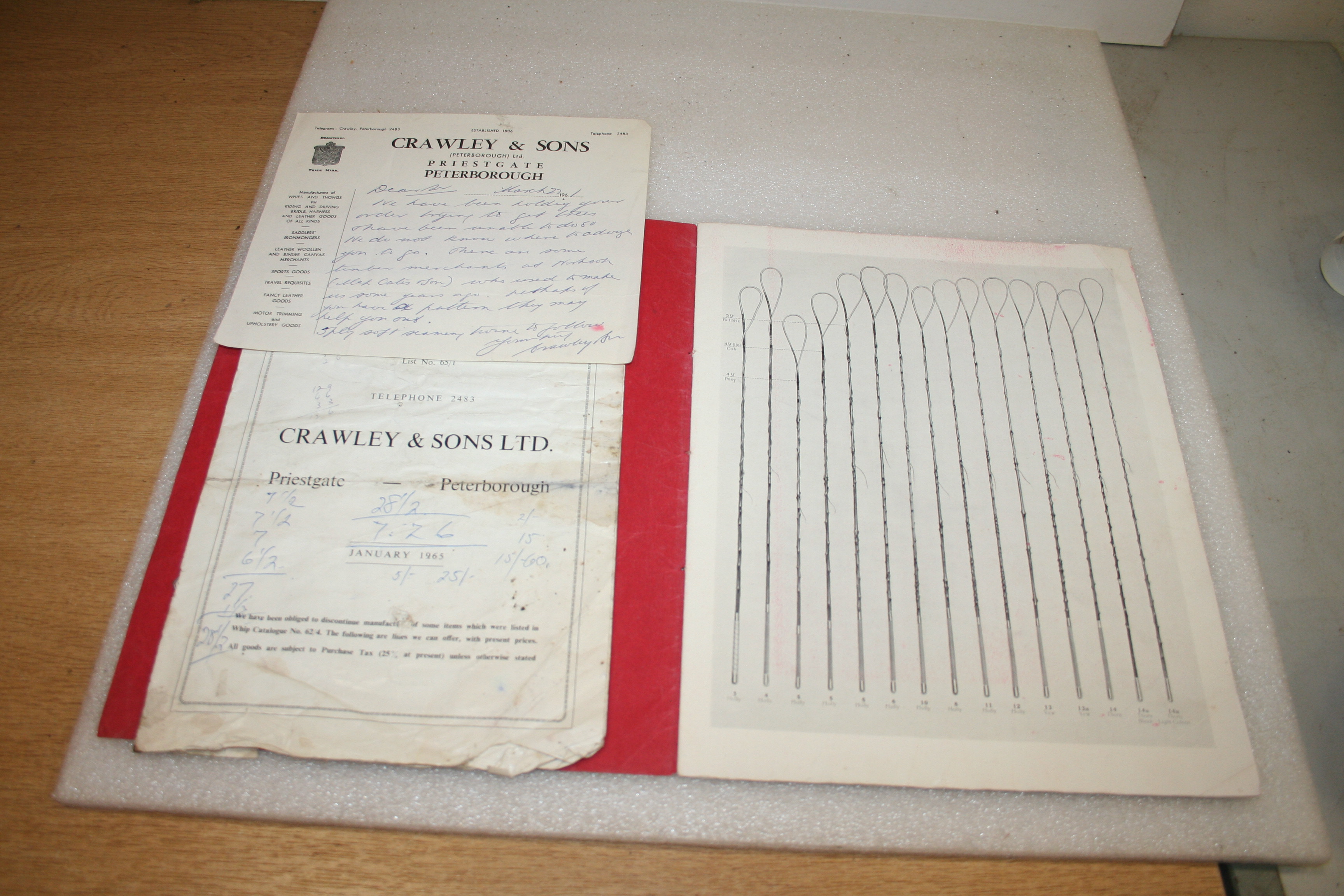 Catalogue and price list of Crawley whip maker, Peterborough