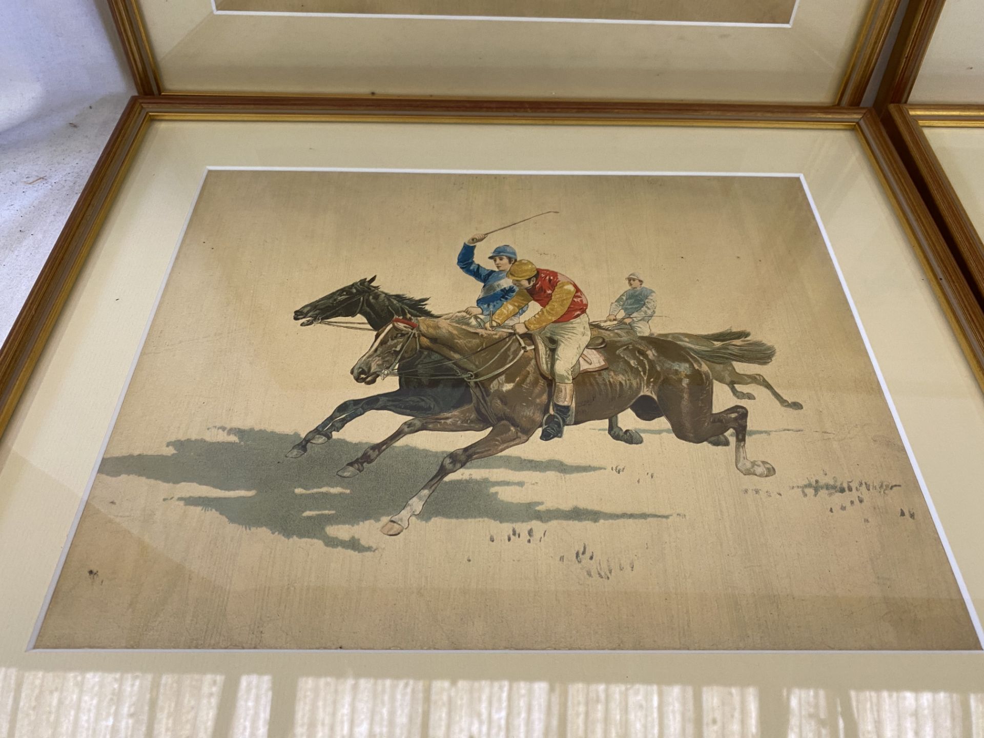 Set of 4 gilt framed and glazed prints of 19th century Racing scenes. - Image 5 of 5