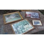 Four framed Tetley brewery dray/shire photos