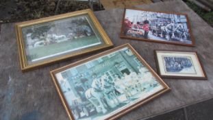 Four framed Tetley brewery dray/shire photos