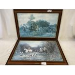 Framed and glazed hunting print by Heywood Hardy; together with a matching print of a Steeplechase